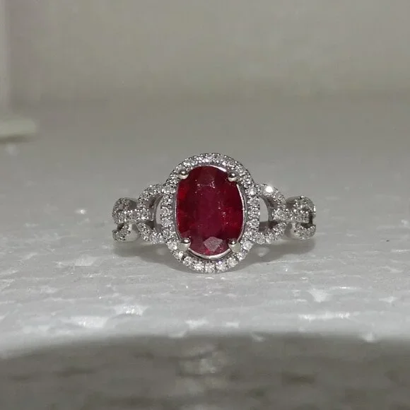 STUNNING DESIGN!! DIAMONDS & RUBY14K RING - Picture 8 of 11